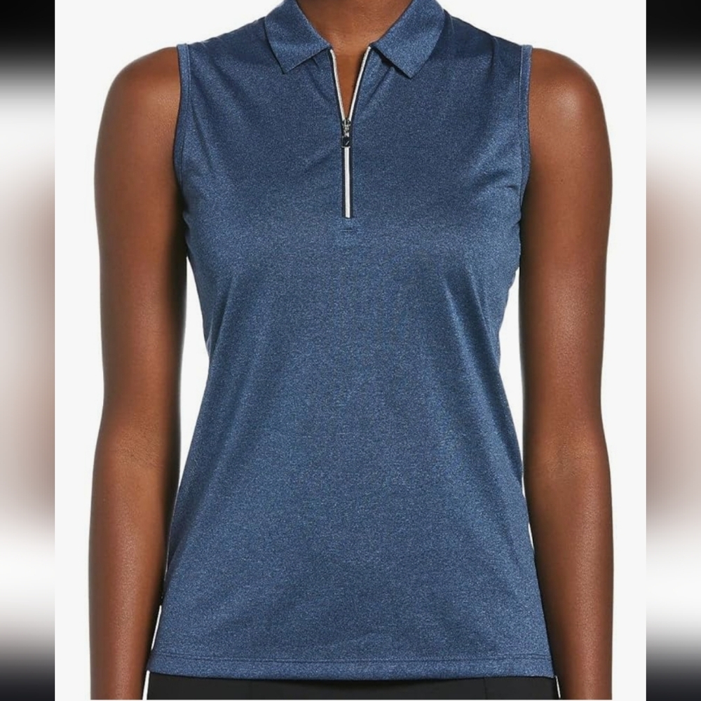 🆕️ Callaway Quarter Zip Sleeveless Golf Polo Top / Blue / XL